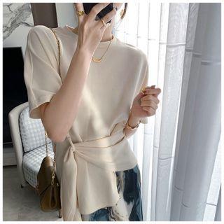 Elbow-sleeve Asymmetrical Top