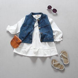 Set: Denim Vest + Tasseled Dress
