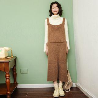 Plain Knit Spaghetti-strap Dress