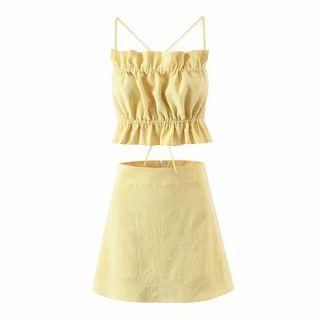 Set: Ruffled Camisole Top + Mini A-line Skirt