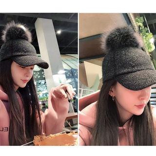 Faux-fur Knit Baseball Cap