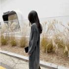 Round-neck Knit Dress Charcoal Gray - One Size
