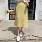 Band-waist Pattern Long Skirt Yellow - One Size