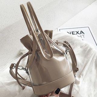 Set: Transparent Crossbody Bucket Bag + Drawstring Pouch