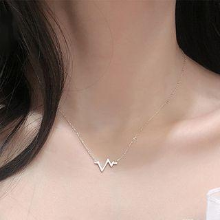 925 Sterling Silver Heartbeat Pendant Necklace 925 Silver - As Shown In Figure - One Size