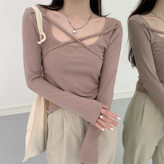 Cross Plain Long-sleeve Top