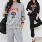 Set: Bear-printed Sweatshirt + Jogger Pants
