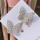 Butterfly Stud Earring 1 Pair - Silver Steel - Butterfly - Silver - One Size