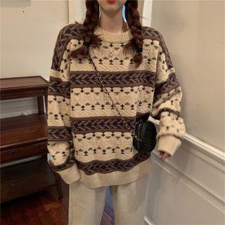 Jacquard Sweater Coffee & Almond - One Size