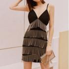 Spaghetti Strap Fringe Mini Dress
