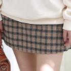 Band-waist Inner Shorts Plaid Mini Skirt