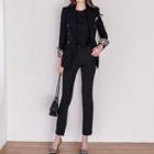 Leopard Print Panel Blazer / Cropped Skinny Pants