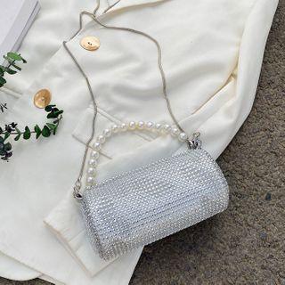 Rhinestone Faux Pearl Strap Crossbody Bag