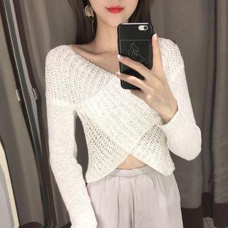 V-neck Cross Crop Sweater