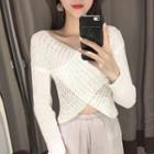 V-neck Cross Crop Sweater