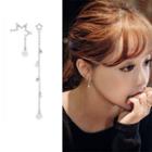 Non-matching Faux Pearl Rhinestone Star Dangle Earring 1 Pair - Silver - One Size
