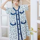 Short Sleeve Contrast Trim Floral Shift Dress