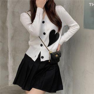 Heart Applique Cropped Cardigan