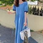 Short-sleeve Square-neck Maxi Dress