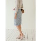 Banded-waist Laced Midi Skirt
