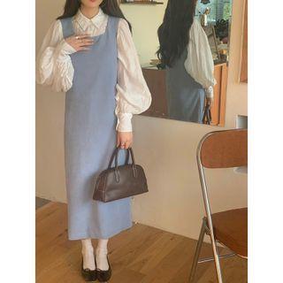 Overall Midi A-line Dress Blue - One Size