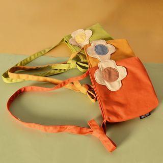 Floral Applique Canvas Crossbody Bag