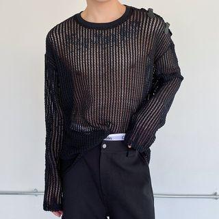 Long-sleeve Fishnet T-shirt