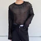 Long-sleeve Fishnet T-shirt