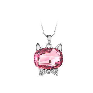 Cute Cat Pendant With Red Austrian Element Crystal And Necklaces