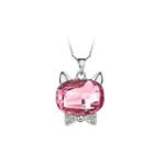 Cute Cat Pendant With Red Austrian Element Crystal And Necklaces