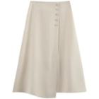 Irregular Midi A-line Skirt / Long-sleeve Blouse