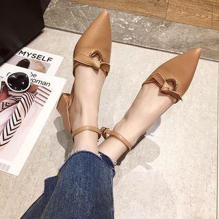 Ankle Strap Pointed Toe Block Heel Sandals