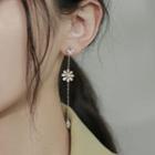Non-matching Alloy Flower Rhinestone Dangle Earring 1 Piece - As Shown In Figure - One Size