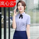 Short-sleeve Pintuck Shirt / Pencil Skirt / Set