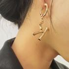 Letter Hoop Dangle Earring 1 Pair - 1713 - Gold - One Size