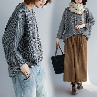 Crew-neck Patterned Pullover