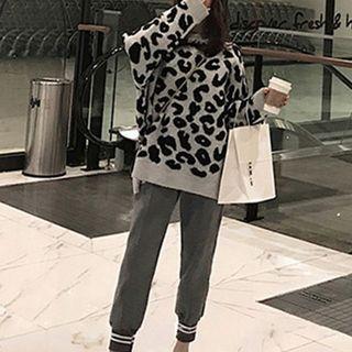 Set: Leopard Print Sweater + Cropped Harem Pants