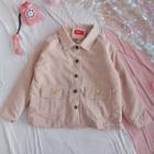 Bear Embroidered Corduroy Shirt Jacket Almond - One Size