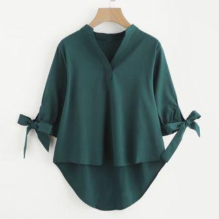 Elbow-sleeve Dip Back Chiffon Blouse