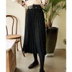 Pleated Glittered Skirt With Belt