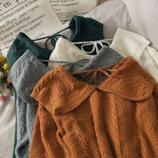 Peter Pan-collar Cable-knit Sweater In 6 Colors
