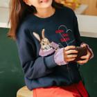 Mock Two-piece Rabbit Print Sweatshirt