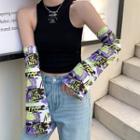 Lettering Print Sun Protection Arm Sleeves
