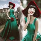 Plain Satin Ball Evening Gown