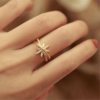 Floral Layered Ring A - 1 Pc - Gold - One Size