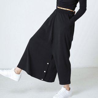 Buttoned Wide Leg Pants