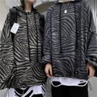 Zebra Pattern Print Oversize Hoodie