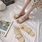 Faux Pearl Toe-loop Slide Sandals