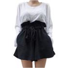 Set: Plain Long-sleeve T-shirt + Culottes