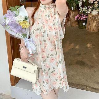 Halter Chiffon Mini Dress